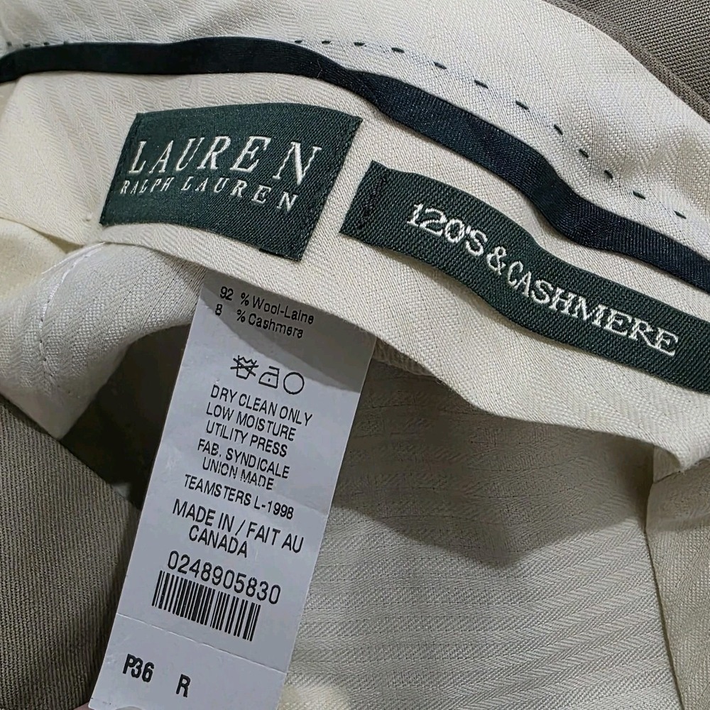 Lauren Ralph Lauren Mens 120S And Cashmere Dress Pants Size 36 Pleated‎ Business - Picture 7 of 8